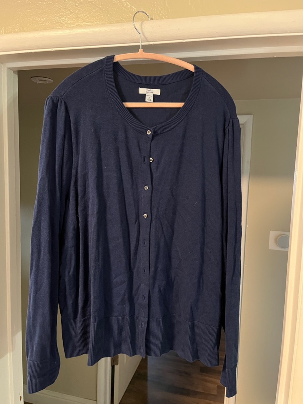 croft & barrow Navy Blue Button-Up Cardigan
